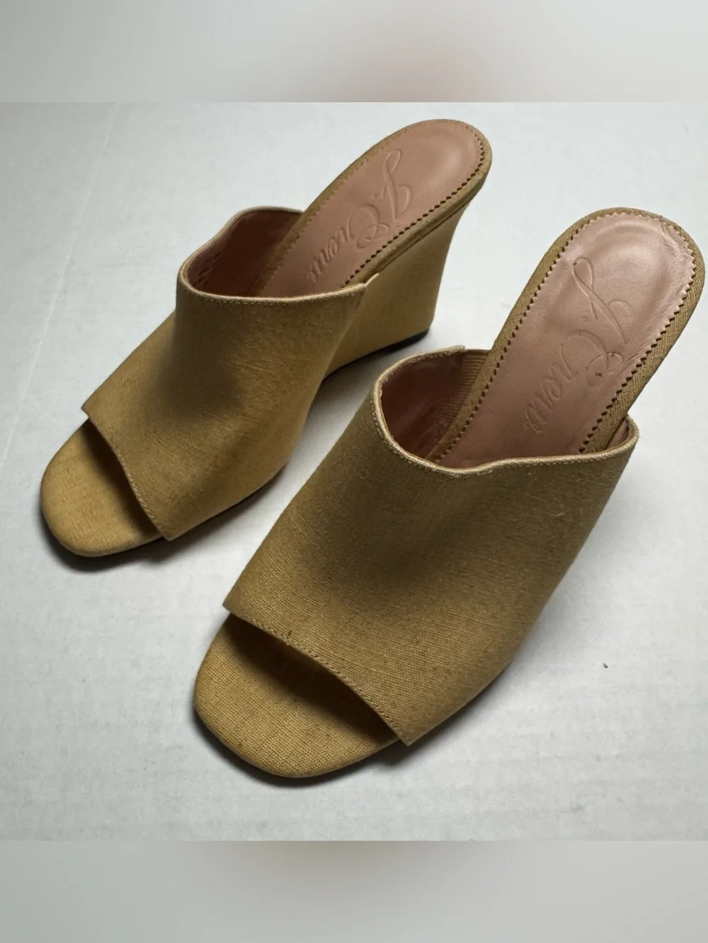 J.Crew Women's Bianca Woven Wedge Heel Sandal In Beige Casual Slip On Size: 9.5